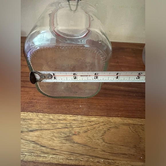 Hermetic Glass Canister Jar 1.5L England 9”Hx 4"x4" Ravenhead Kilner Hasp &Bail - Picture 3 of 6
